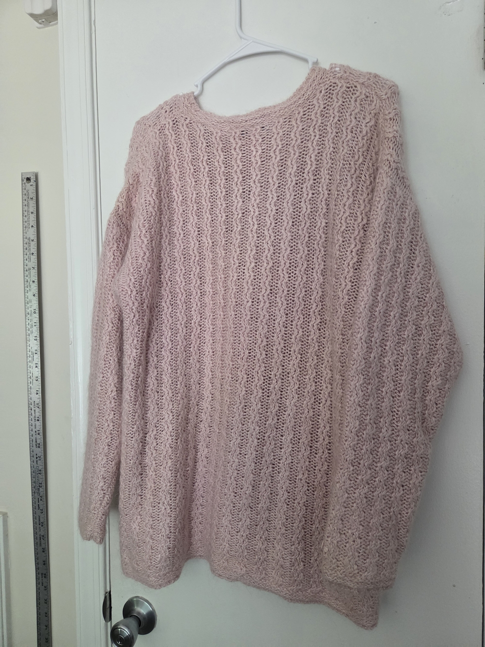 Karen Scott Pink Mohair-Blend Open Knit Sweater L